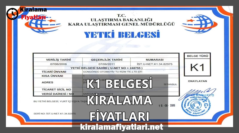 k1 belgesi kiralama fiyatları